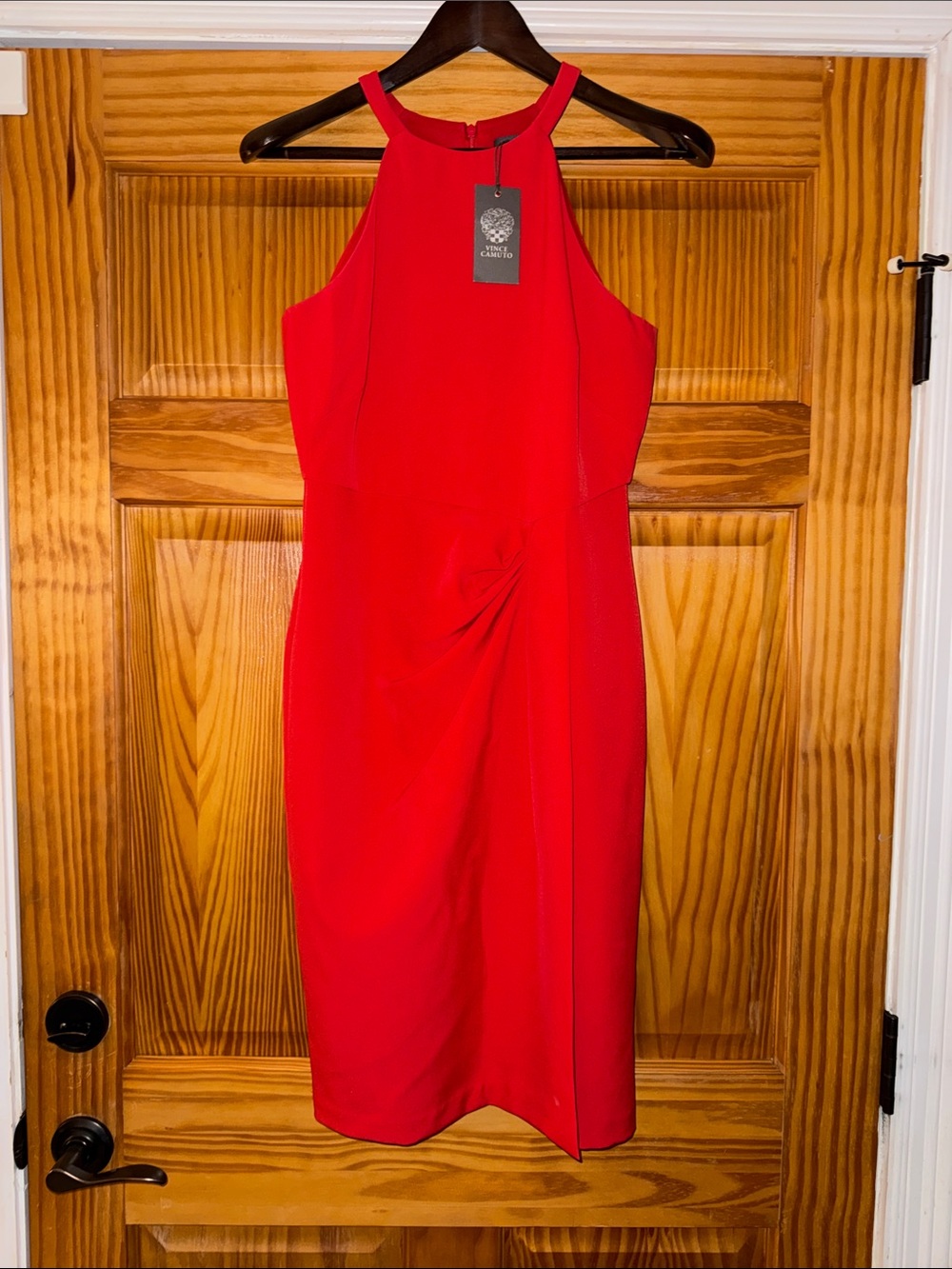NWT Vince Camino Red Sleeveless Sheath Dress with High Neck size 6